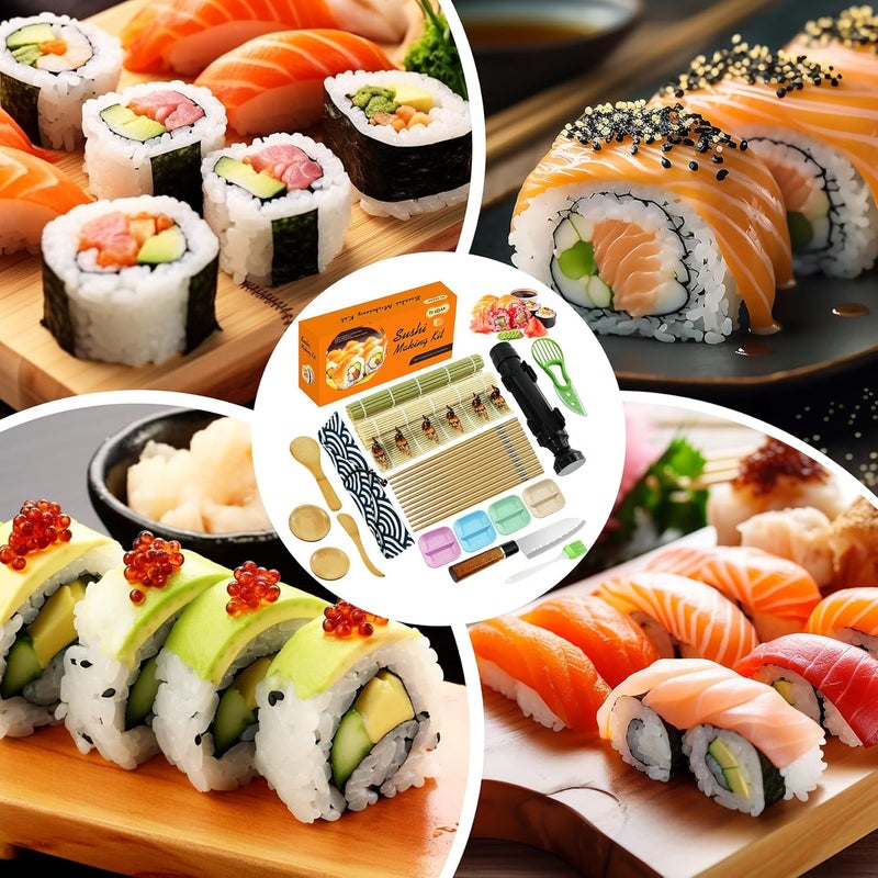 TIMDAM Sushi Making Kit, 27 Pcs Sushi Maker Kit for Beginners, Sushi Roller Kit, Sushi Kit with Sushi Mat, Sushi Bazooka, Paddle & More, Sushi Making Tools Sushi Kit, DIY Sushi Set Kitchen Accessories - Image 5
